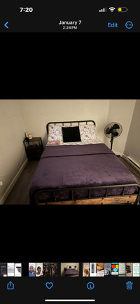 Full size bed frame and mattress with pillow