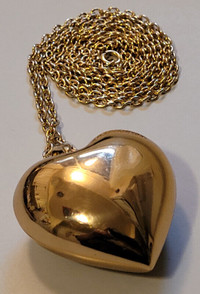 Vintage Rare Charles Albert Puffy Heart Chime Pendant / Necklace