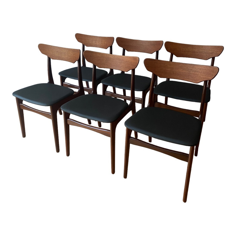 Set of 6 1960s Danish Teak Mcm Schionning Dining Chairs Chairs