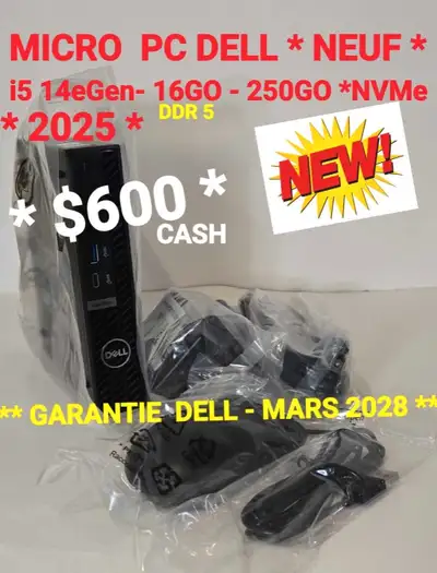 MICRO PC DELL * NEUF *- i5 14eGen- *16GO- 256GO NVMe- HDMI, View more