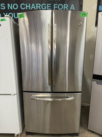  GE stainless steel three door fridge 33 inches wide