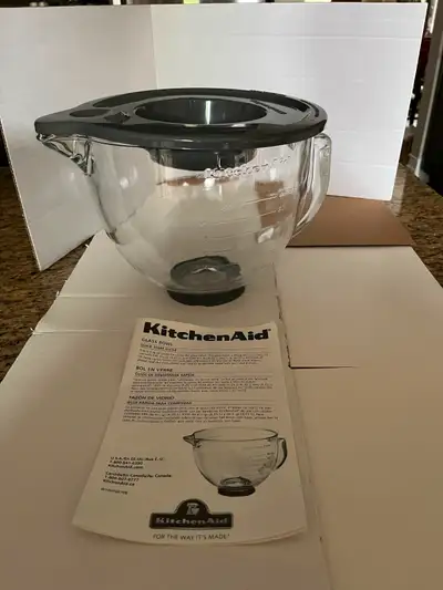 New KitchenAid glass bowl with cover is designed exclusively to be used with 4.5 quart & 5 quart Kit...