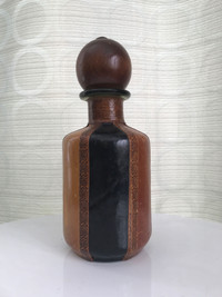 Original, Vintage Leather Wrapped Decanter-Great for Man Cave