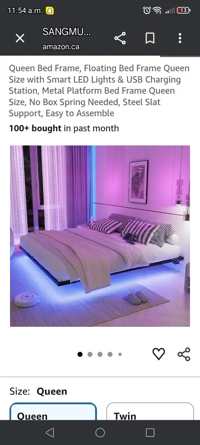 Floating Queen Bed frame unopened Amazon, View more