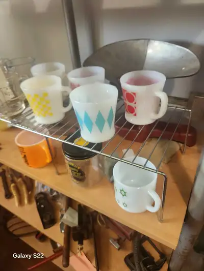 Fire-King Milk Glass Mugs, View more
