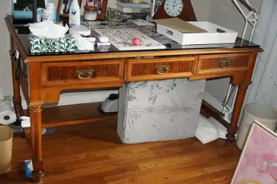 Desk Italian Antique, Three Drawers, View more