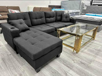 4 seacter sofa Brand New Sectional Black Fabric Sofa