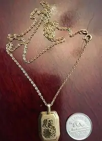 18K yellow Gold 2 Necklaces (25 Inches) for Madonna and Cross