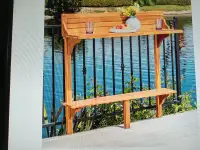 (new in box) caribbean outdoor acacia wood balcony bar table