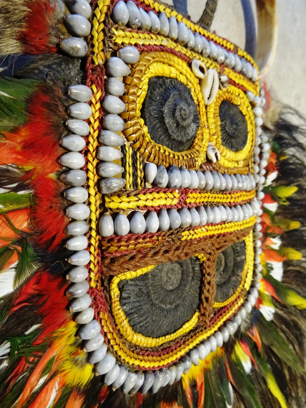 unique TRIBAL ART breastplate HORNS shells FEATHERS Papua in Arts & Collectibles in Cambridge - Image 4