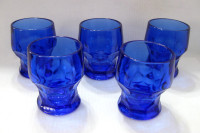 ENSEMBLE  de VERRES VINTAGE MCM BLEU COBALT BLUE  GLASS SET