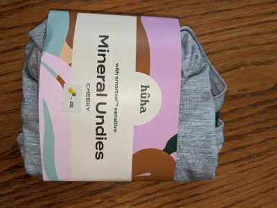 New in Package. Grey Huha Mineral Undies, Cheeky style. 2XL: Hips 46.5 to 49.5 inches. 90% Tencel, 1...