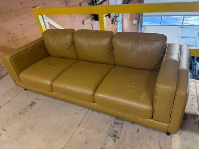 Gold Leather Three-Seater Sofa (2 available), View more