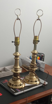 80's Brass lamps without shades very good condition