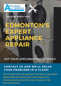 Appliance All Service -  Dryer, Washer, Fridge, Stove Repair