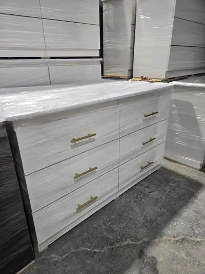 6-Drawer White Wood Dresser, View more