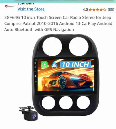 Upgrade your Jeep Compass/patriot with this aftermarket radio, featuring a vibrant 10-inch touch scr...