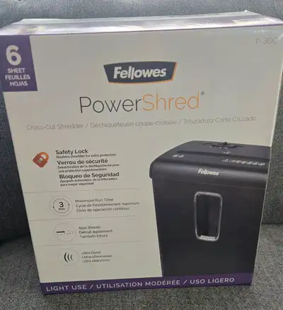 Selling a brand new in box P-30C 6 Sheet Power Shred, brought out only for pictures pick up is near...