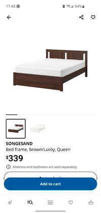 Ikea Queen Bed frame and 2 nightstands 