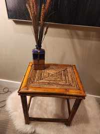 Even kitties love this purrectly stylish 70's bamboo table