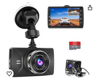 Dual Dash Cam Front and Rear Camera 1080p Front Camera, Dash Cam