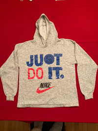 Vintage Nike Just Do It grey Hoodie Sweatshirt Youth Large
