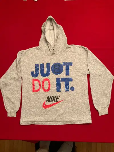 Vintage Nike Just Do It grey Hoodie Sweatshirt Youth Large, View more