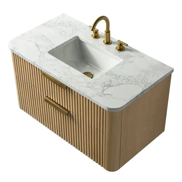 36”W Fluted Wall-Mounted Bathroom Vanity – BOXED NEW in Cabinets & Countertops in Oakville / Halton Region - Image 4