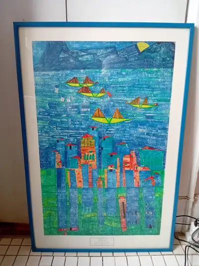 Freidrich Hunderstswasser (1928-2000) Yellow Ships - Lithograph, View more