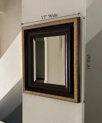 Vintage Beveled Wall Mirror Gold Embossed Frame – 15" x 18", View more