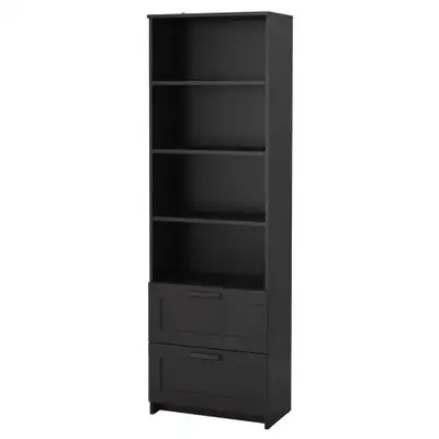 Bookcase with 2 drawers, black, View more