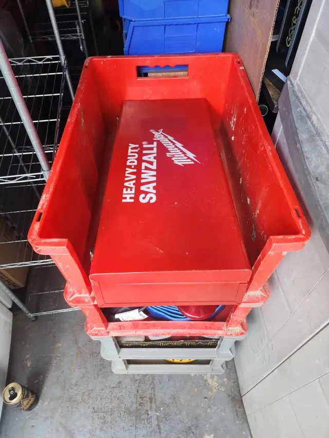 6 Pc. Stackable Industrial Bins Totes Out Of Hard Thick Plastic in Tool Storage & Benches in Windsor Region - Image 5