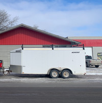 7x16 ft Enclosed trailer cargo barn doors 3500# axles roof racks