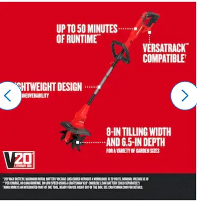 CRAFTSMAN 20 V 8-in Tilling Width Tiller Cultivator