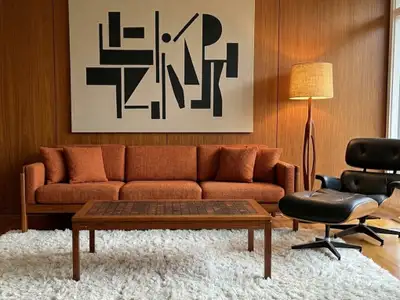 Refinished Mid-century danish teak and tile coffee table , View more
