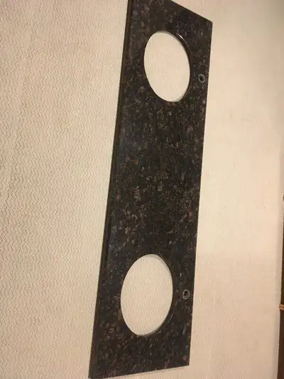 Selling beautiful tan brown vanity countertop with cutouts for 2 oval sinks. It is 82 1/4" long by 2...