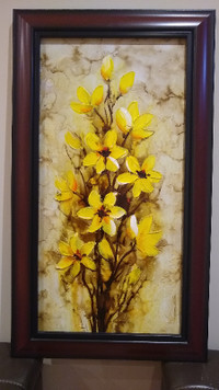 Art painting framed "Yellow flowers"
