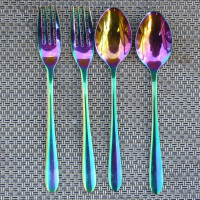 $10 Iridescent rainbow cutlery, 2 spoons 2, forks