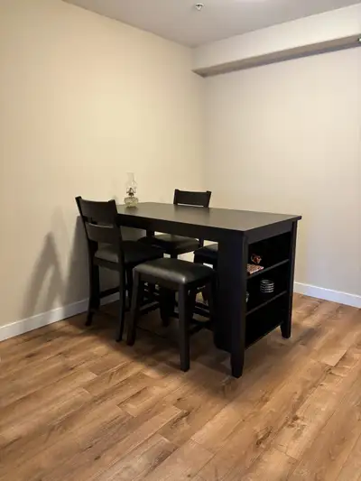 Counter height table and chairs, View more