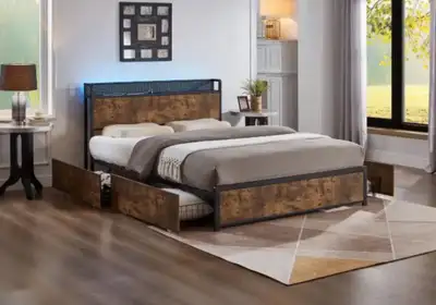 New Storage Bed Frame – Double/Queen | No Box Spring Needed !, View more