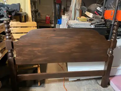 Single headboard, 52 inches I think. I also have a metal bed frame, I think it extends from single t...