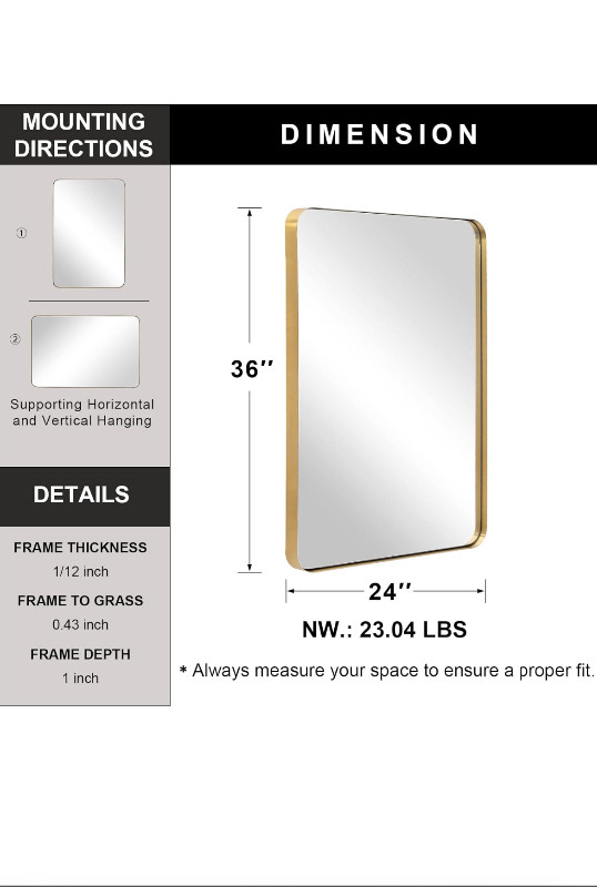 Andy star gold mirror 24x36” in Home Décor & Accents in London - Image 2
