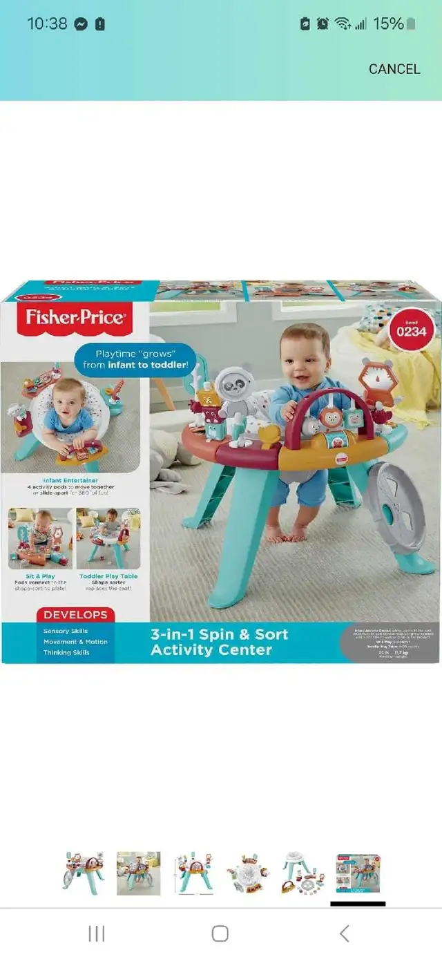 Fisher-Price 3-in-1 Spin & Sort Activity Center in Playpens, Swings & Saucers in Edmonton - Image 2