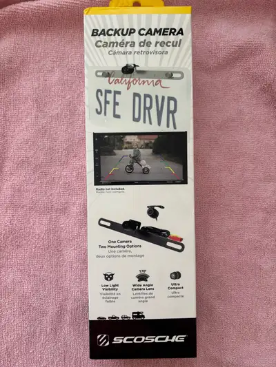 This is a new Scosche backup camera system designed to offer a wide 170-degree angle view for enhanc...