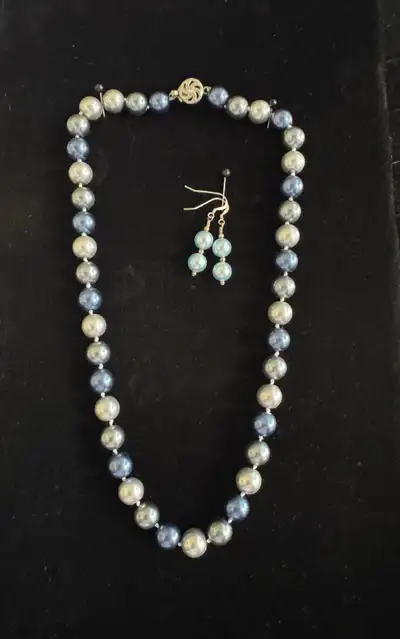 Freshwater pearls in tri colored blues, sophiticated, View more