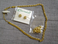 Faux Gold Necklace, Bracelet, and Earrings