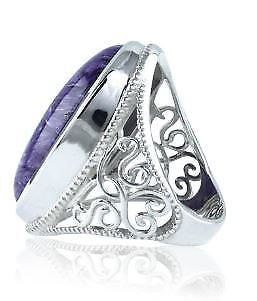 Huge Charoite sterling silver scrollwork ring, size 7 in Jewellery & Watches in City of Halifax - Image 2