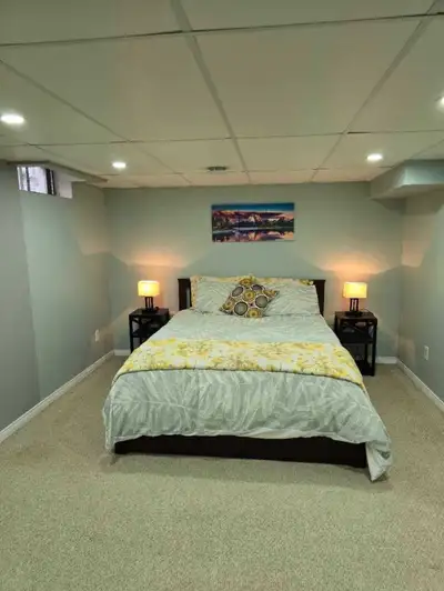 Fully FURNISHED 2 Bedroom cozy basement with separate side entrance for rent available from May 1st...