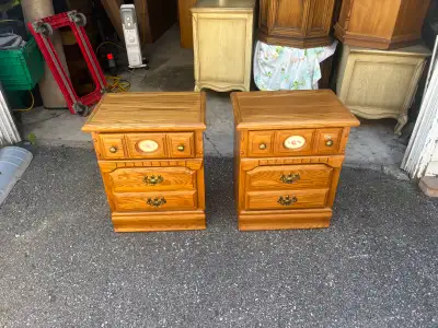 Free delivery used Pair of Vintage Oak Nightstands, View more