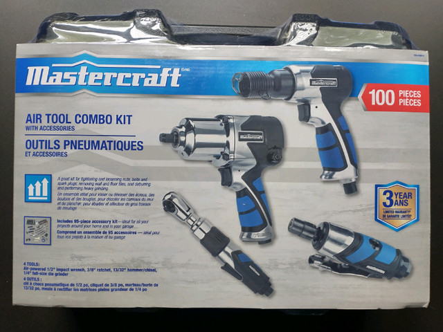 MasterCraft MultiPurpose Pnemuatic Air Tool Kit with Case 100pc in Power Tools in City of Toronto - Image 2